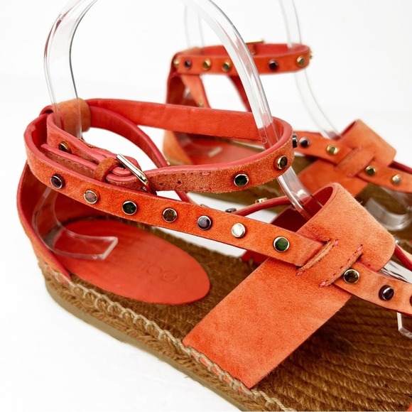 SZ 39 Jimmy Choo Orange Suede Espadrilles with studs - Picture 4 of 9